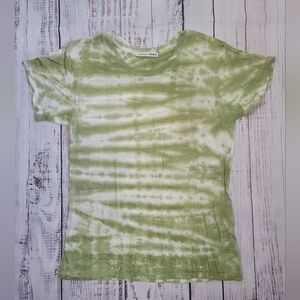 Reformation Tie Dye Tee T Shirt Short Sleeve Green White Small Tencel EUC